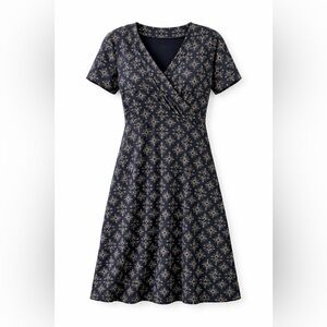 Fair Indigo Organic Pima Cotton Wrap Dress M Navy